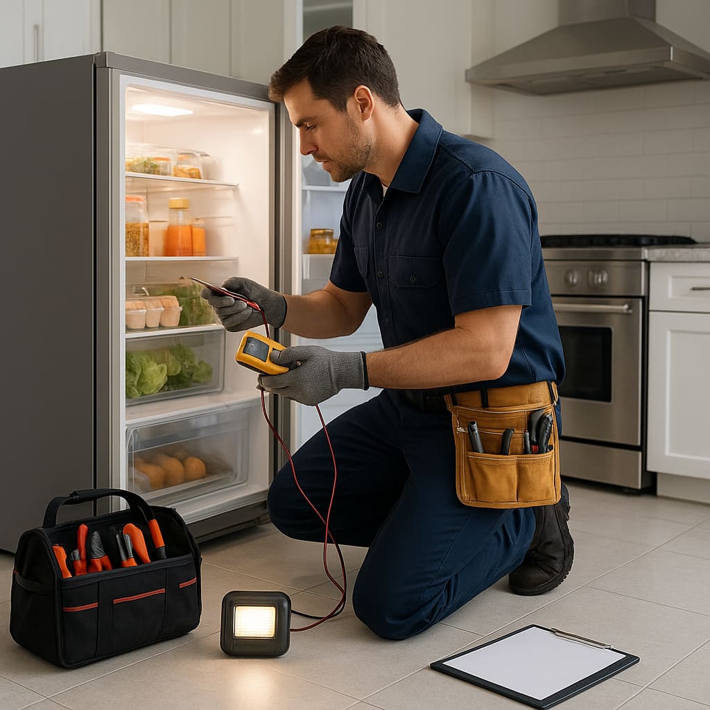 Techniker repariert Kühlschrank
